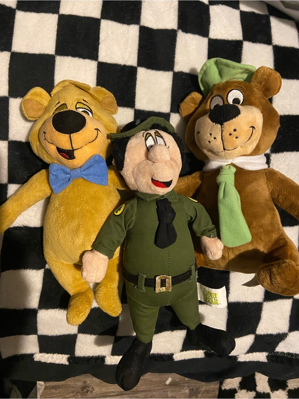 Plush Cartoon Bear & Ranger Toy Set - yogi bear, boo-boo, and ranger smith